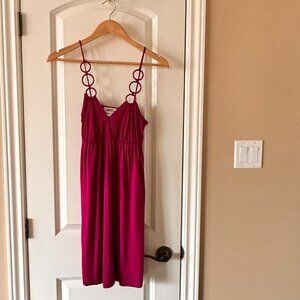 Magenta O Rings Strap Midi Dress - Small